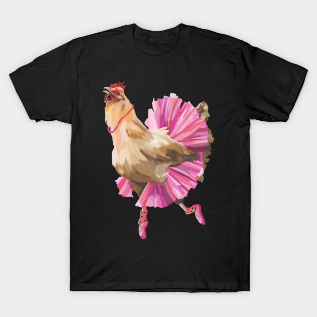 Fashionable 80's Chicken T-Shirt by Art by Deborah Camp